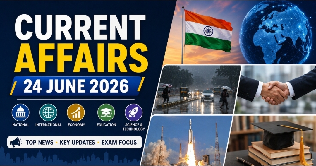 Current Affairs 24 June 2026: Top National, International & Exam Updates